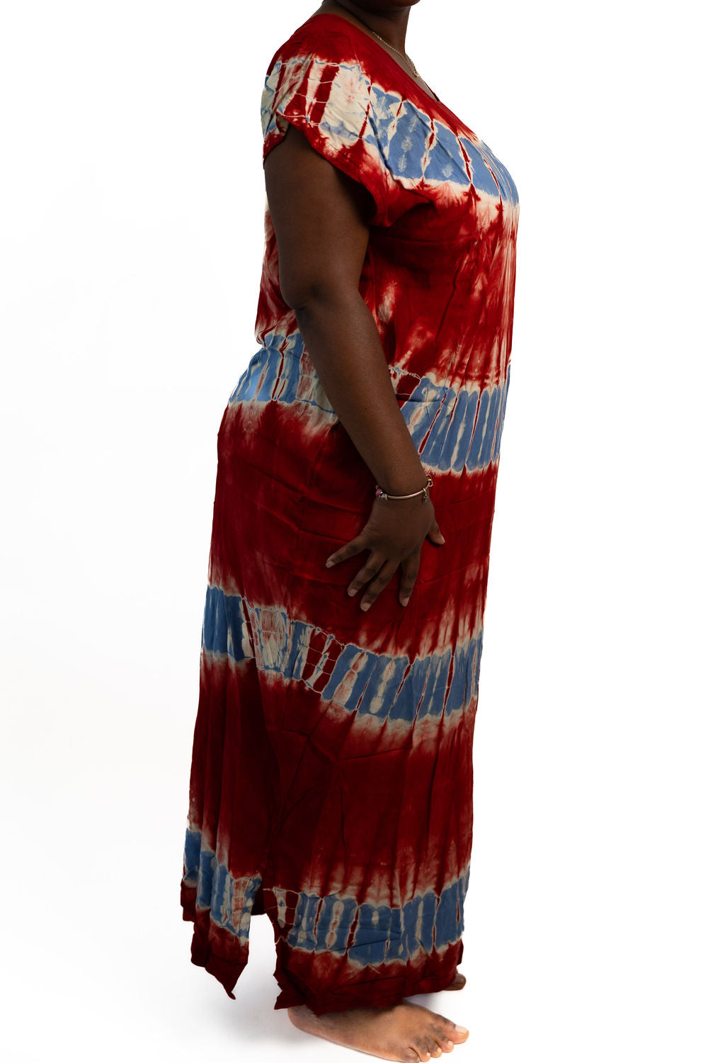 Red Blue Striped Long Dress — alternate view 02