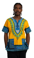 Yellow Blue Dashiki Mens Shirt — main view 01