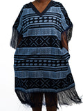 Dark Blue Fringe Poncho Dress — main view 01