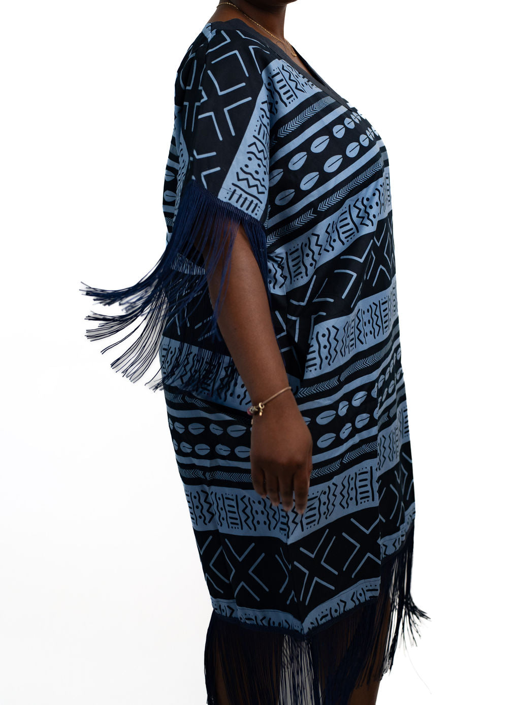 Dark Blue Fringe Poncho Dress — product view 03