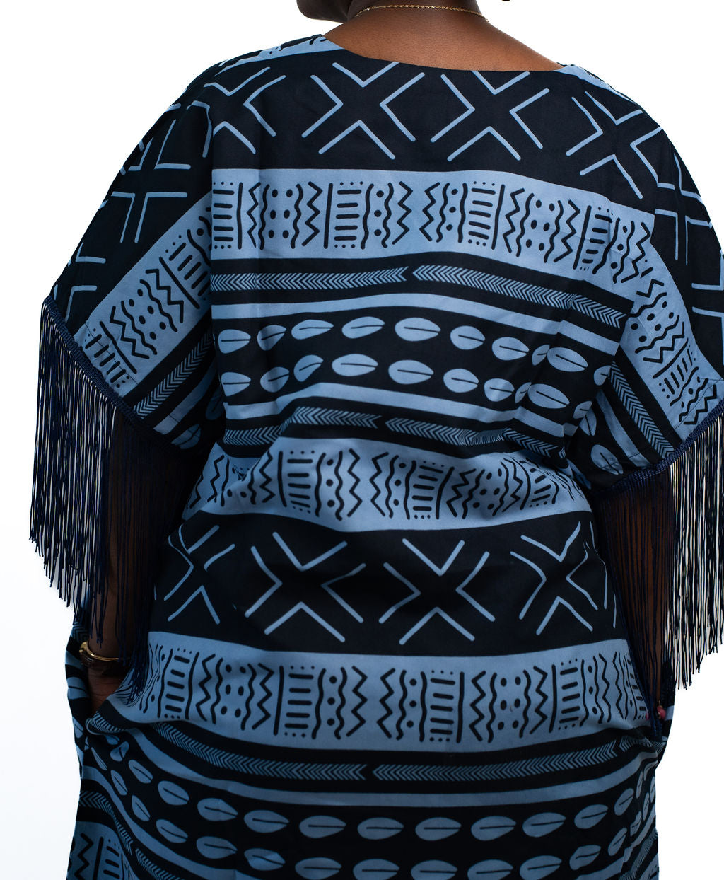 Dark Blue Fringe Poncho Dress — product view 06