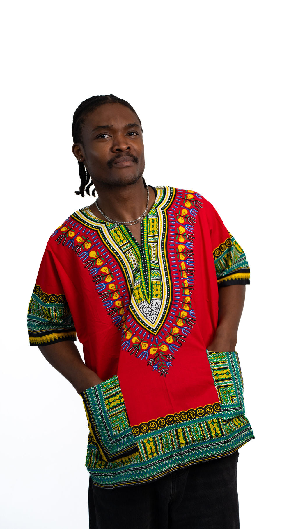 Red Multicolor Dashiki Shirt — alternate view 02