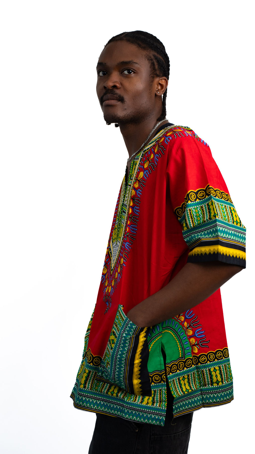 Red Multicolor Dashiki Shirt — product view 04