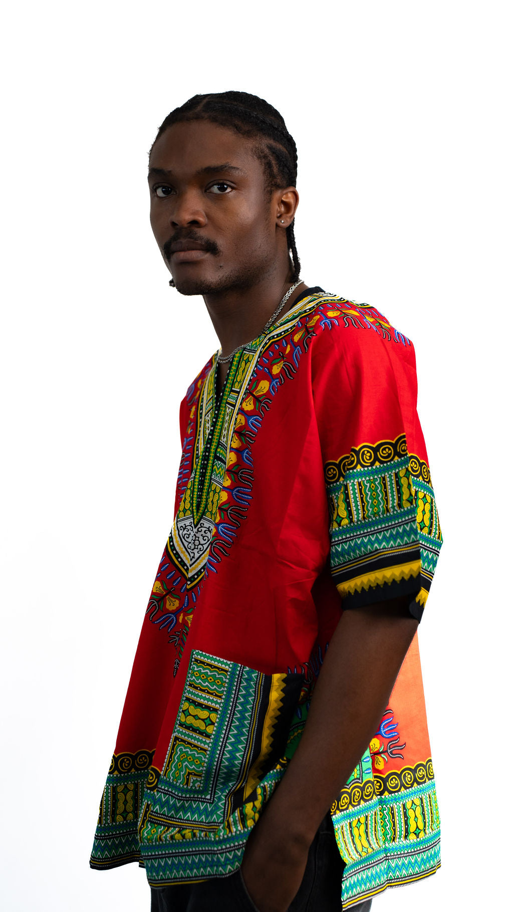 Red Multicolor Dashiki Shirt — product view 05