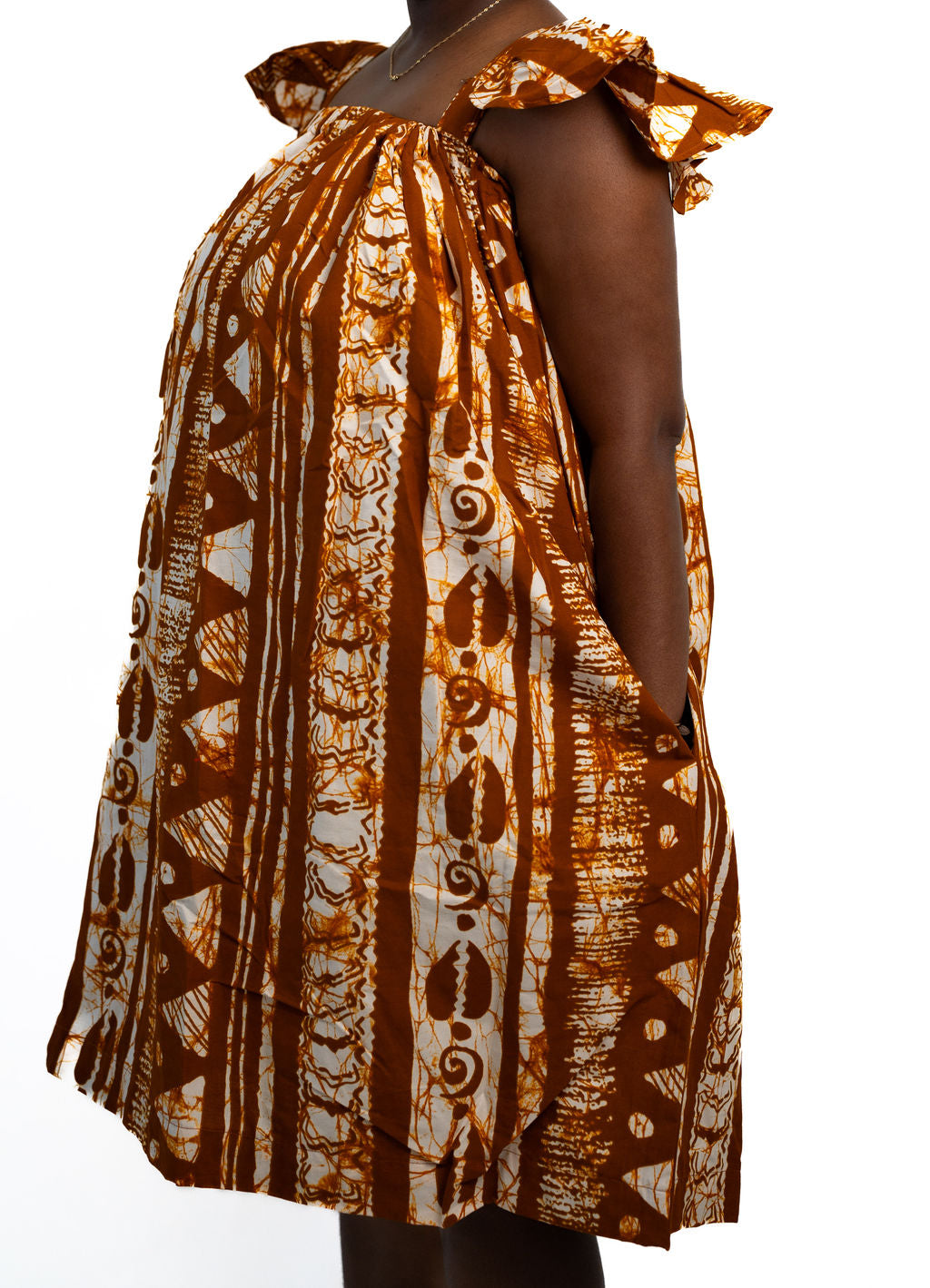 Brown White Ruffle Dress — alternate view 02