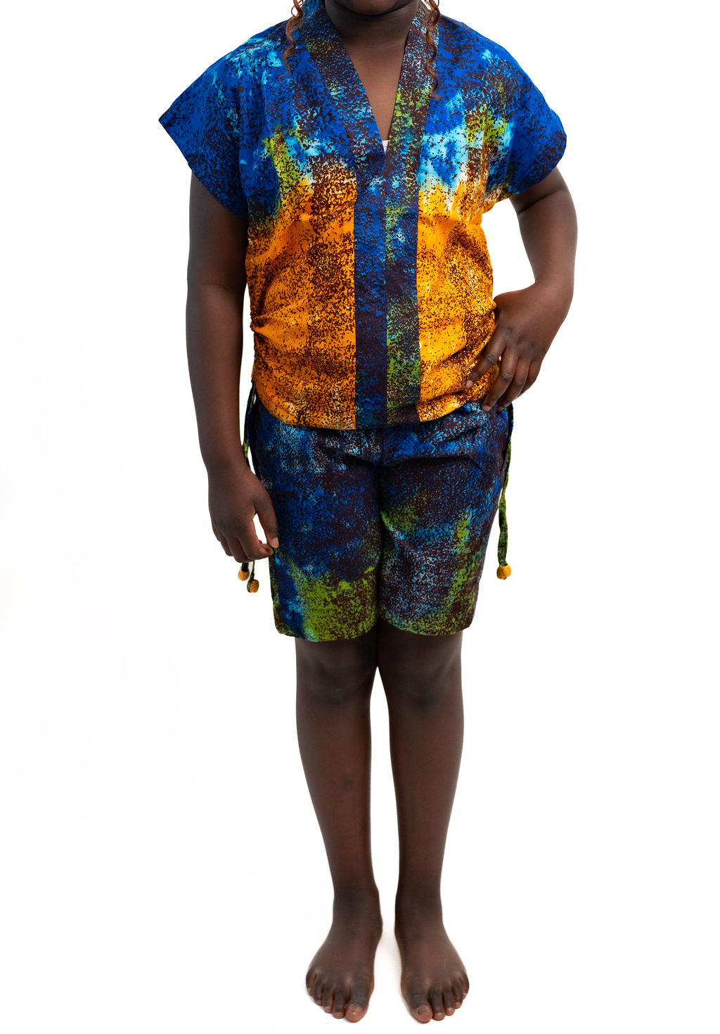 Blue Orange Matching Shorts Set — main view 01