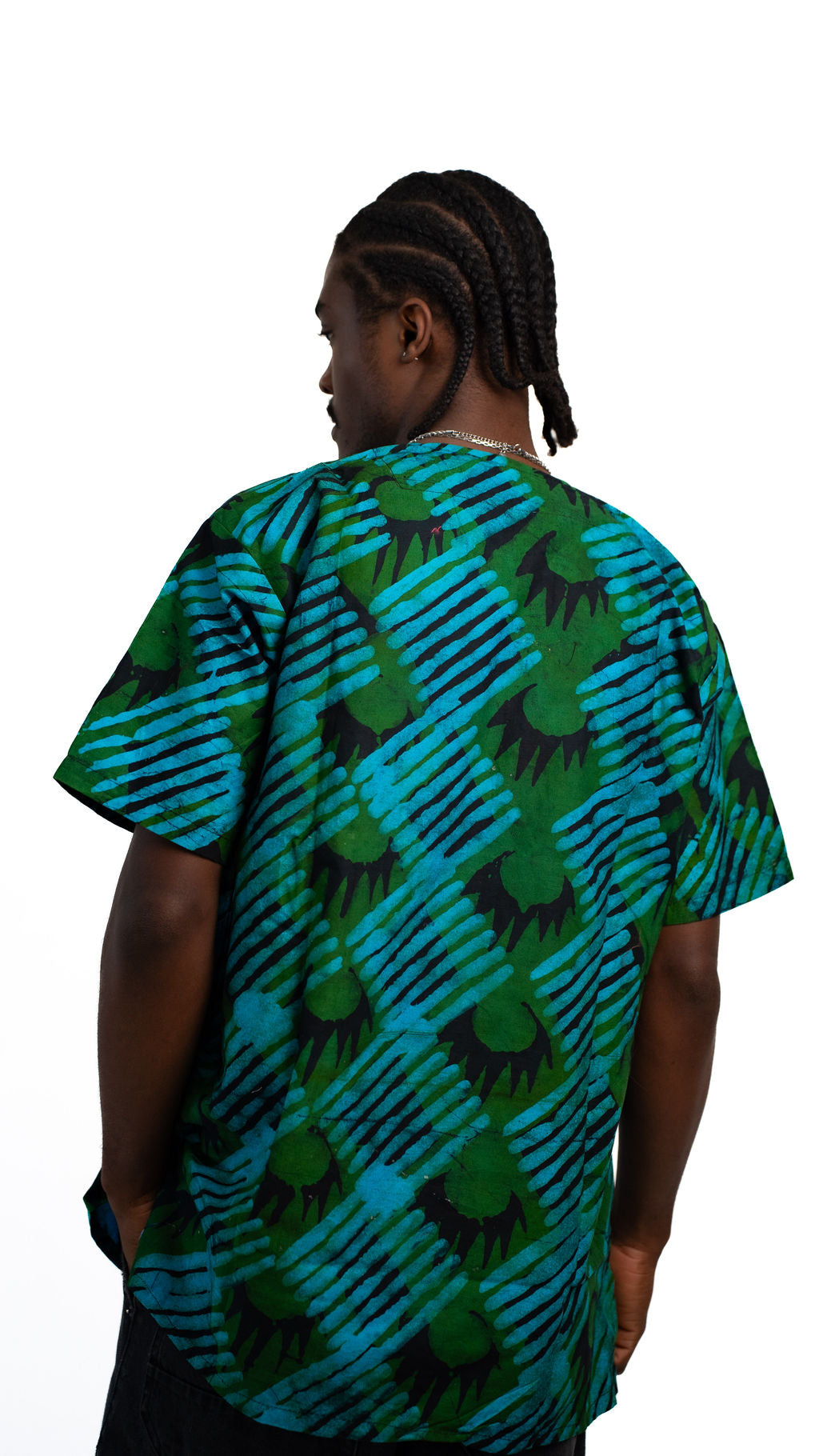 Green Blue Print Mens Shirt — product view 03