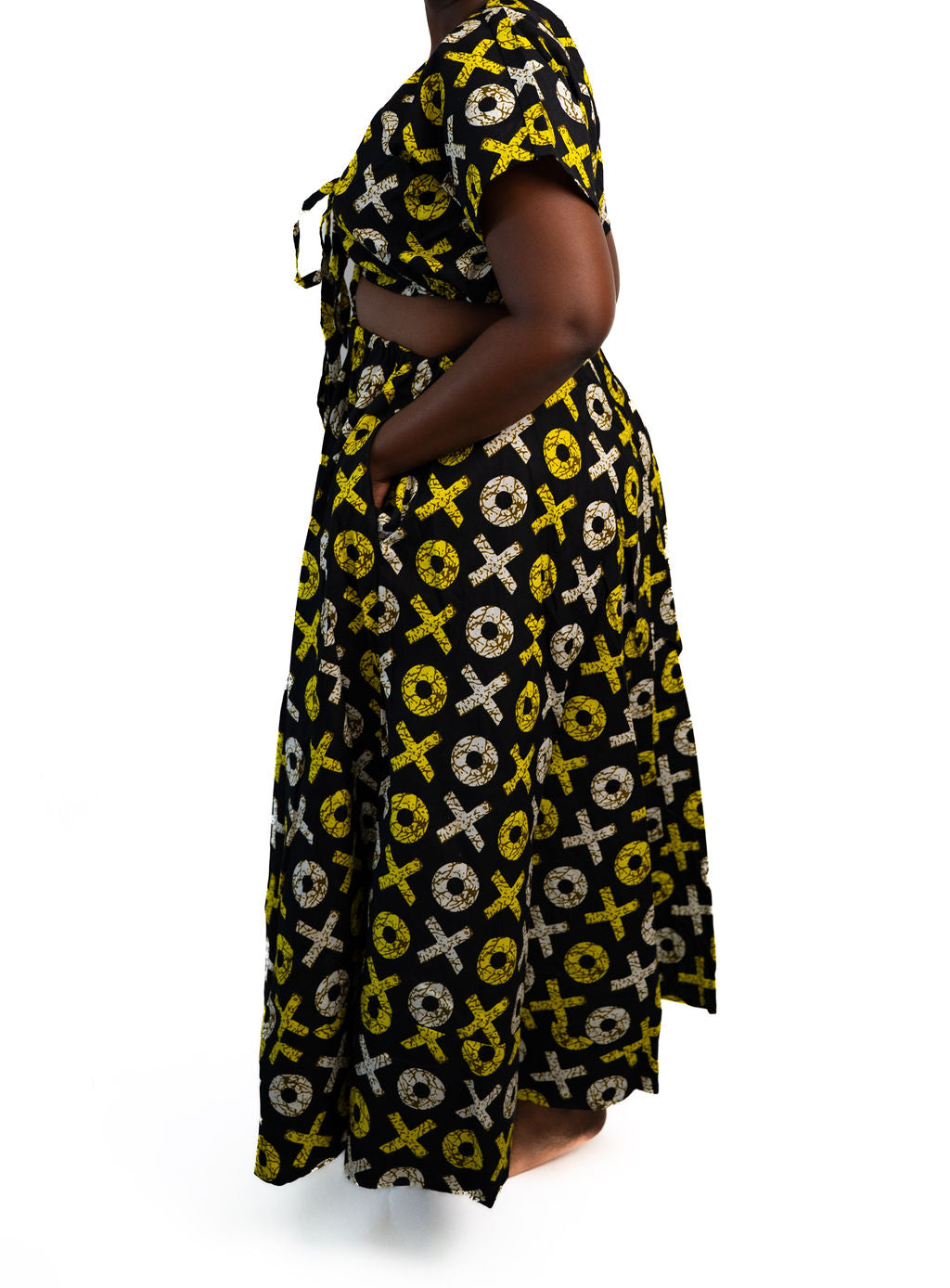 Black Yellow Symbol Print Long Dress — alternate view 02