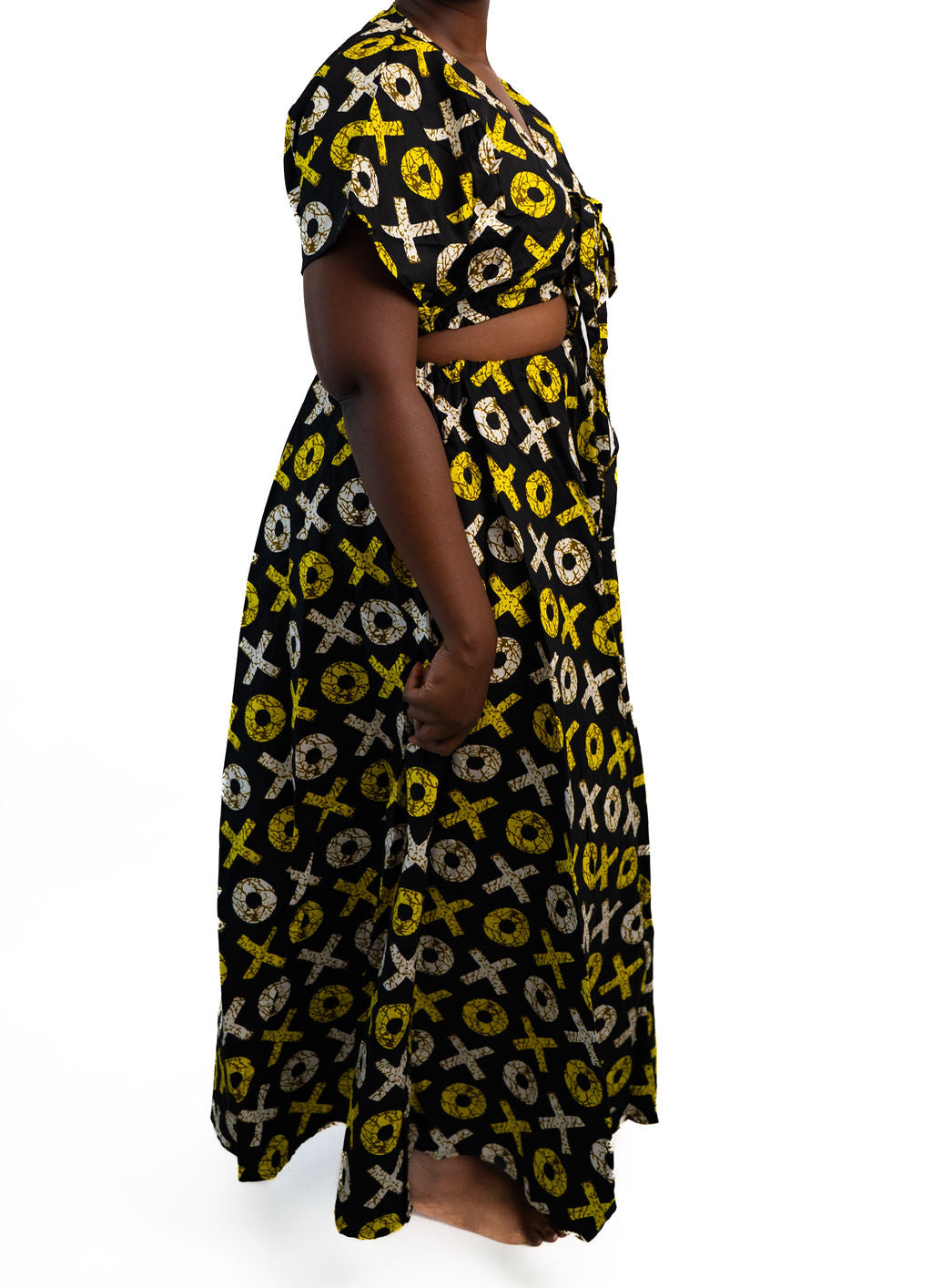Black Yellow Symbol Print Long Dress — product view 04