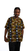 Black Gold Geometric Print Mens Shirt — main view 01