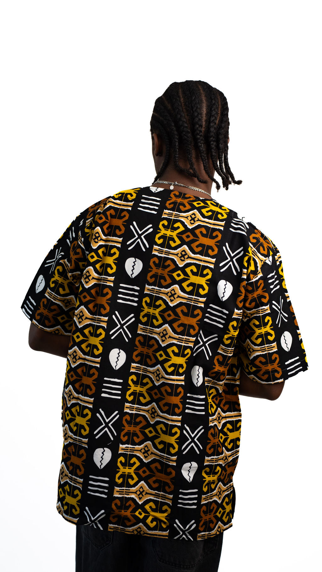 Black Gold Geometric Print Mens Shirt — product view 03