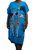 Turquoise Giraffe Print Dress — main view 01