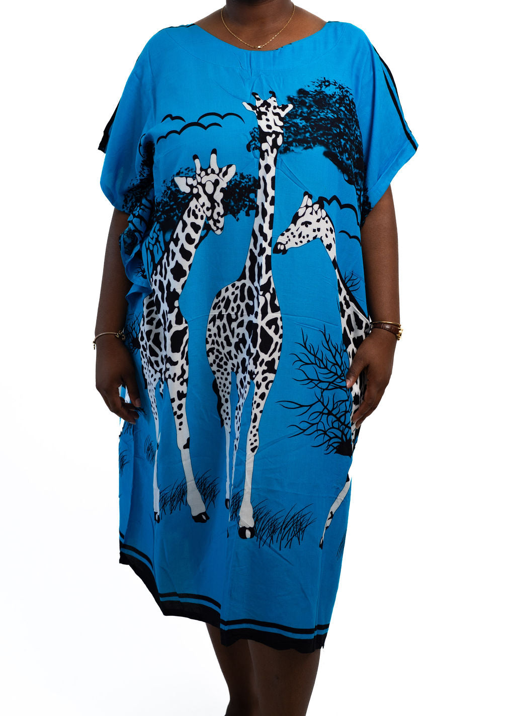 Turquoise Giraffe Print Dress — main view 01