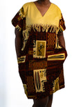 Brown Yellow Block Print Dress — main view 01