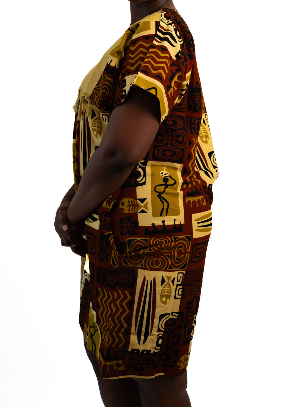 Brown Yellow Block Print Dress — alternate view 02