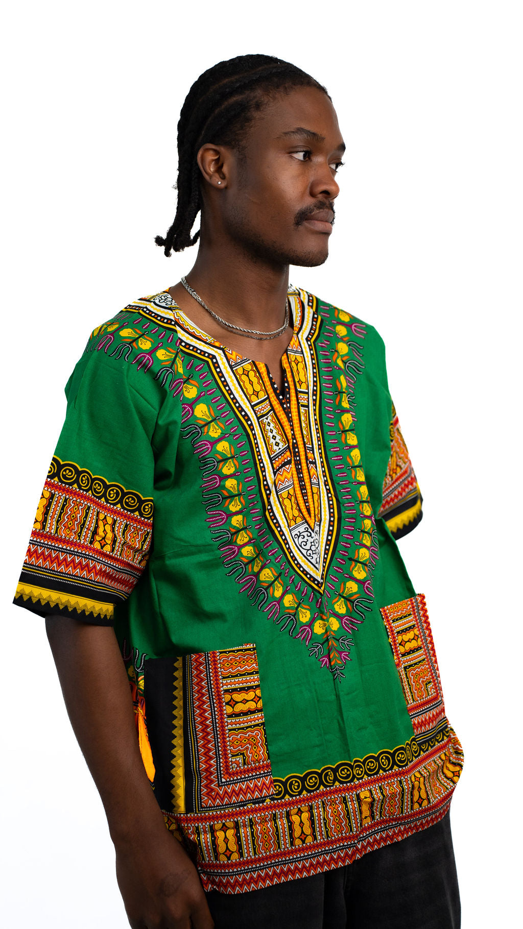 Green Multicolor Dashiki Shirt — alternate view 02