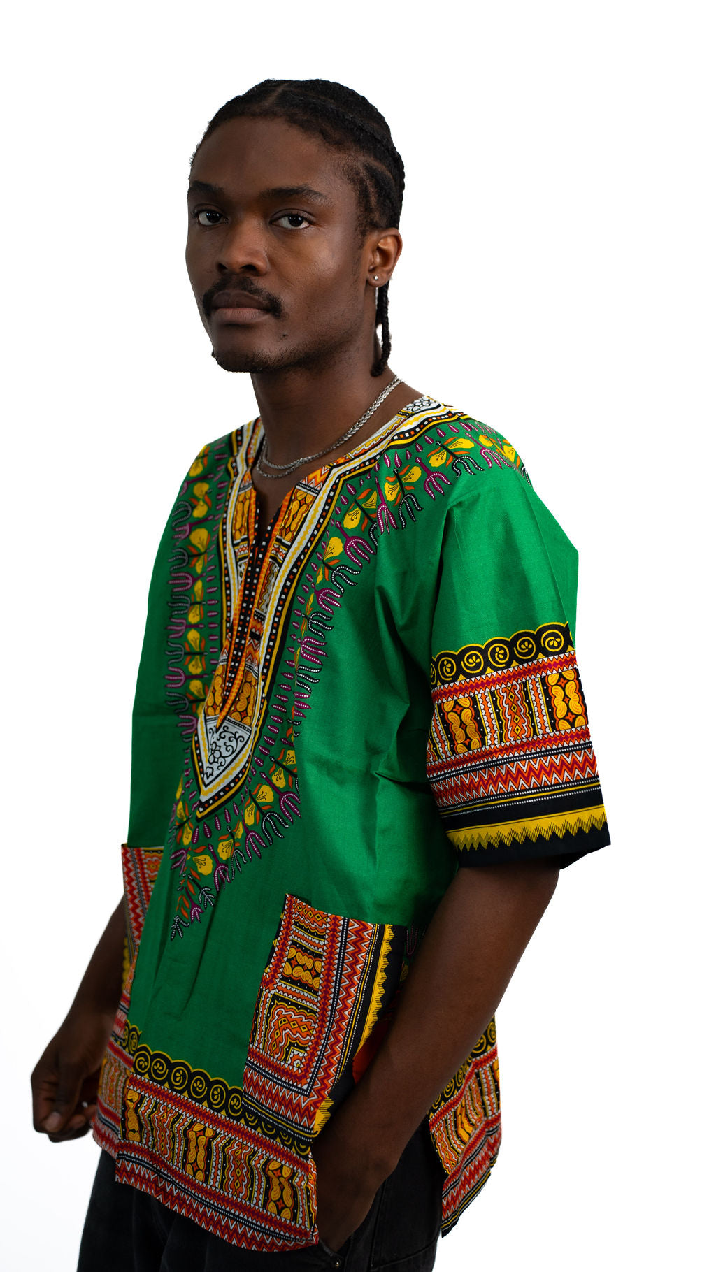 Green Multicolor Dashiki Shirt — product view 05