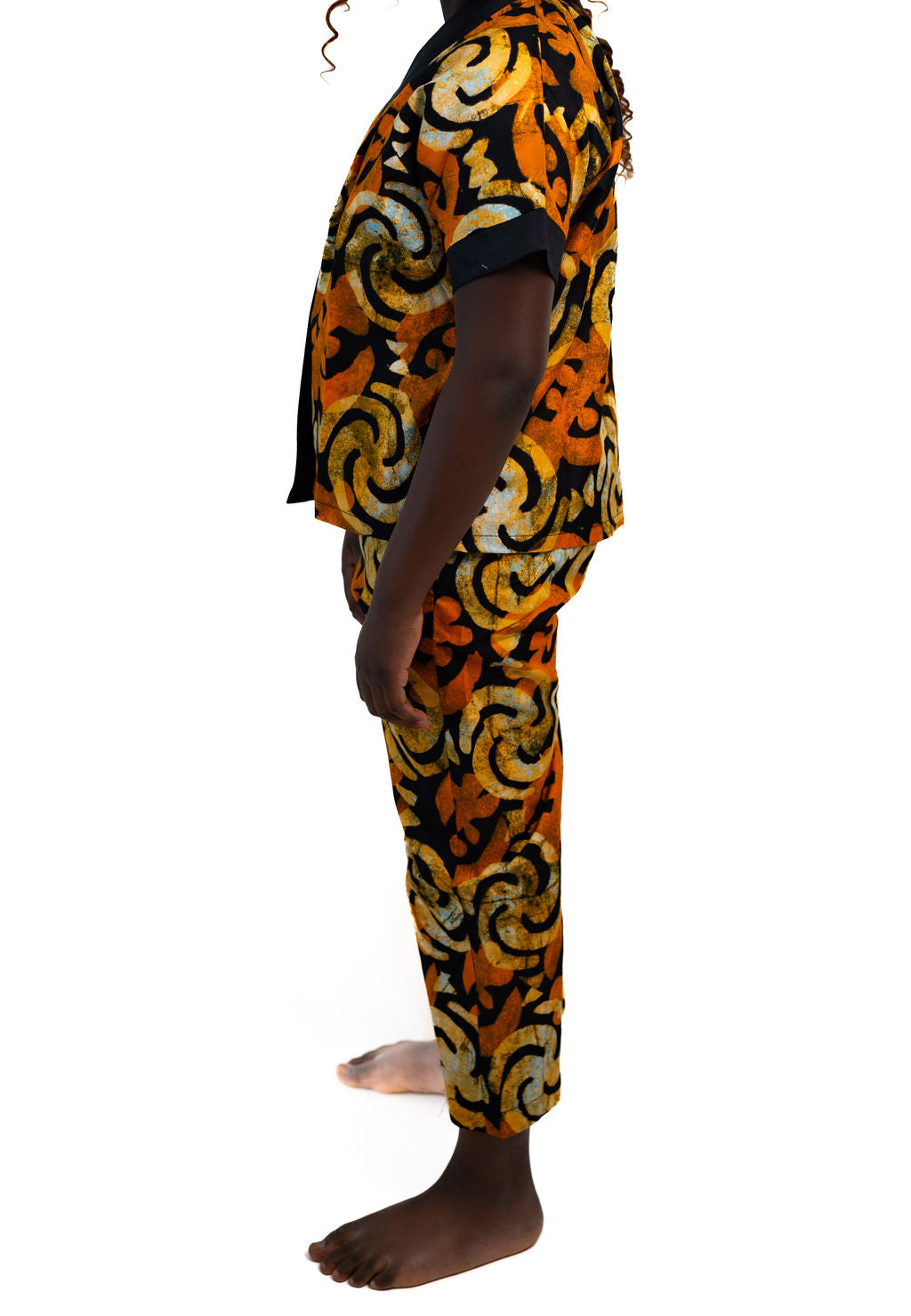 Orange Black Print Mens Pants Set — main view 01