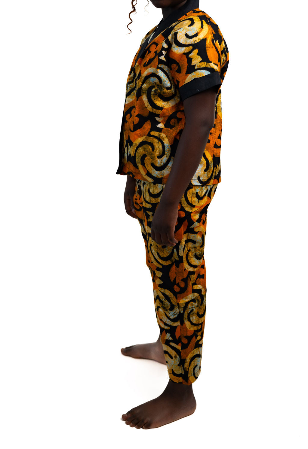 Orange Black Print Mens Pants Set — alternate view 02