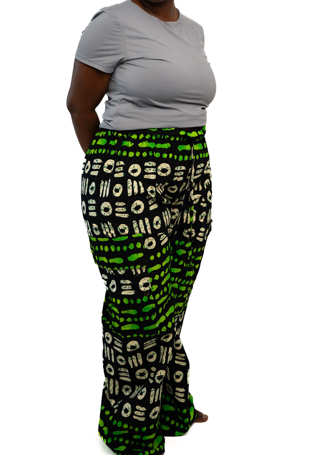 Black Green Symbol Wide Leg Pants — alternate view 02