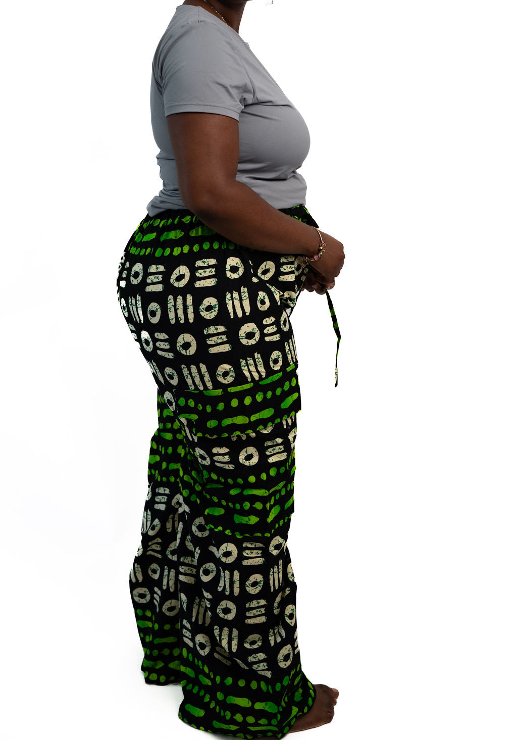 Black Green Symbol Wide Leg Pants — product view 04