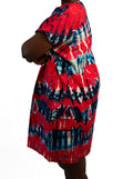 Red Blue Print Short Dress — main view 01