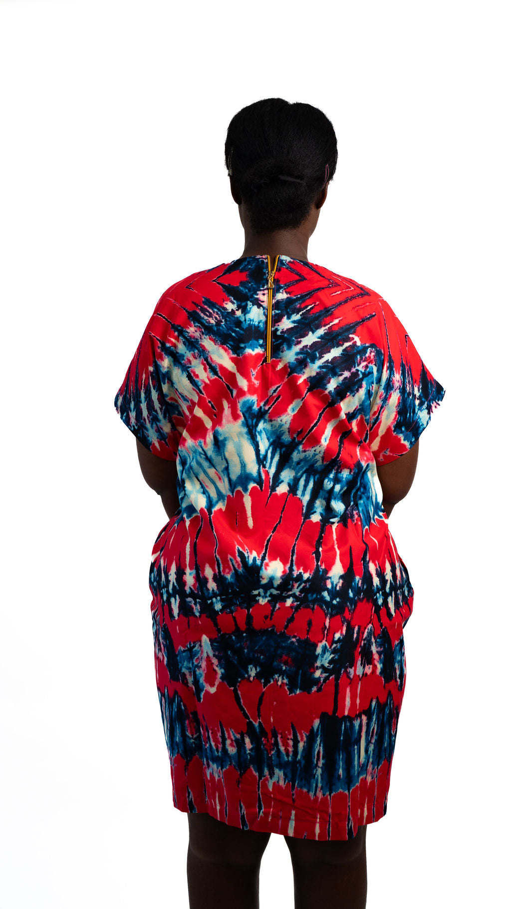 Red Blue Print Short Dress — alternate view 02