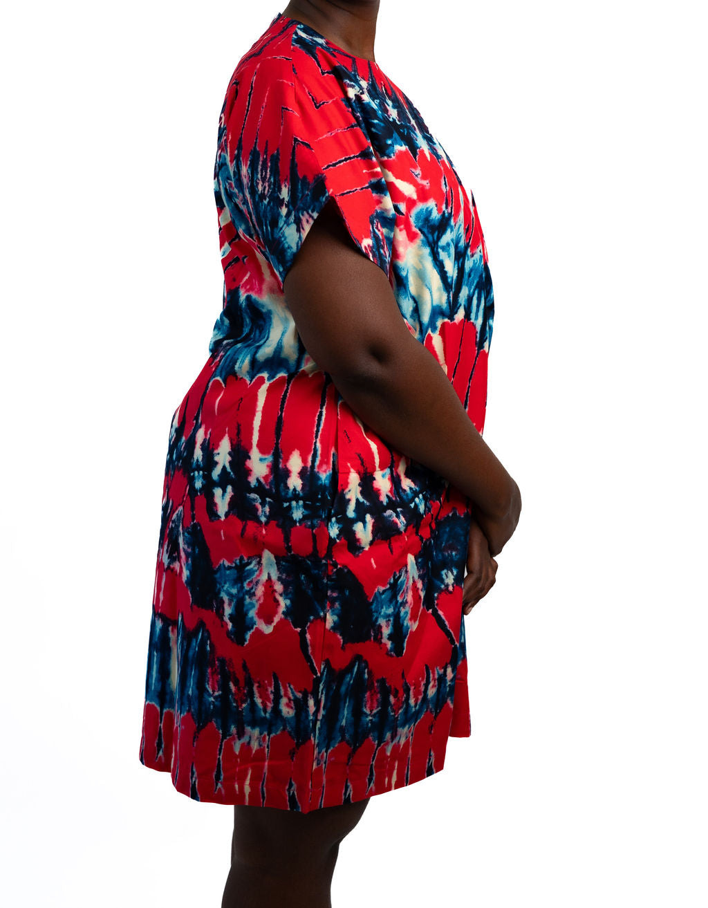 Red Blue Print Short Dress — product view 03