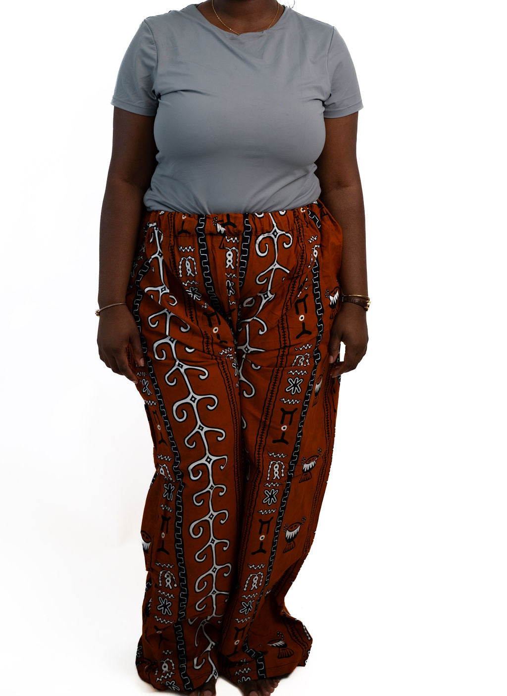 Rust Brown Print Wide Leg Pants — alternate view 02