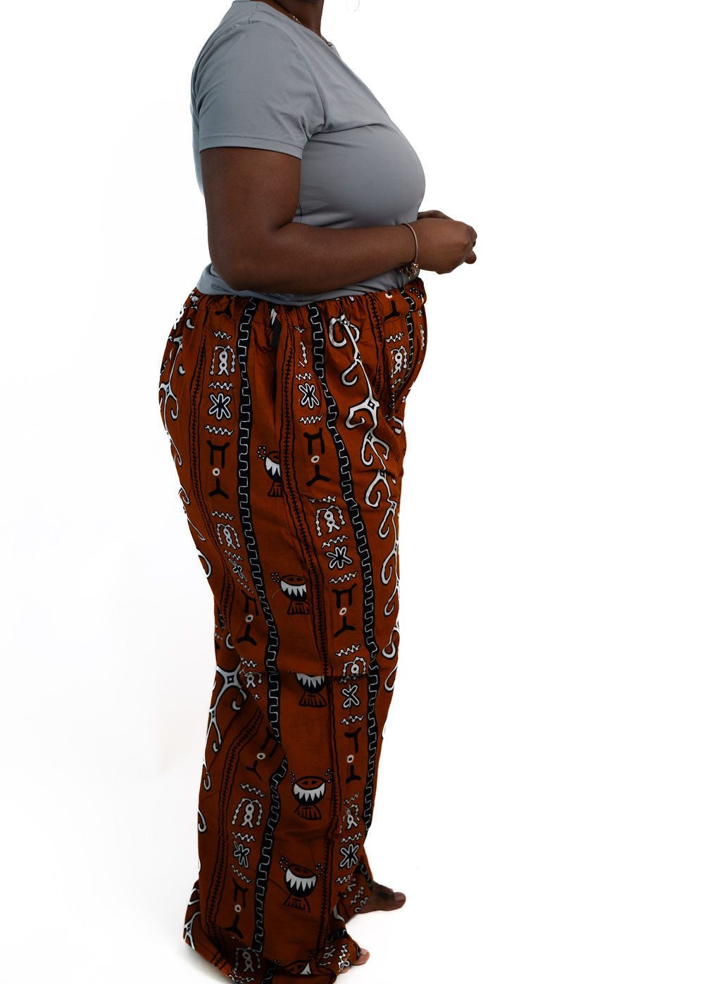 Rust Brown Print Wide Leg Pants — product view 03