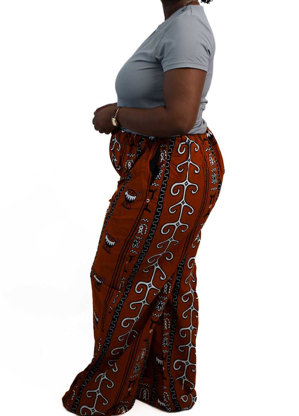 Rust Brown Print Wide Leg Pants — product view 05