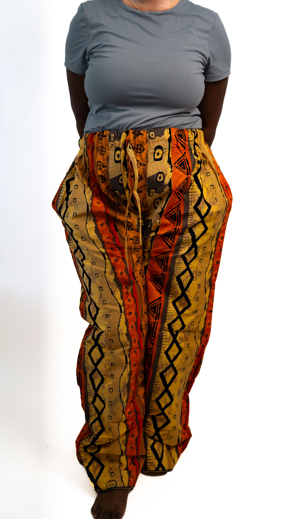 Orange Yellow Print Wide Leg Pants — main view 01