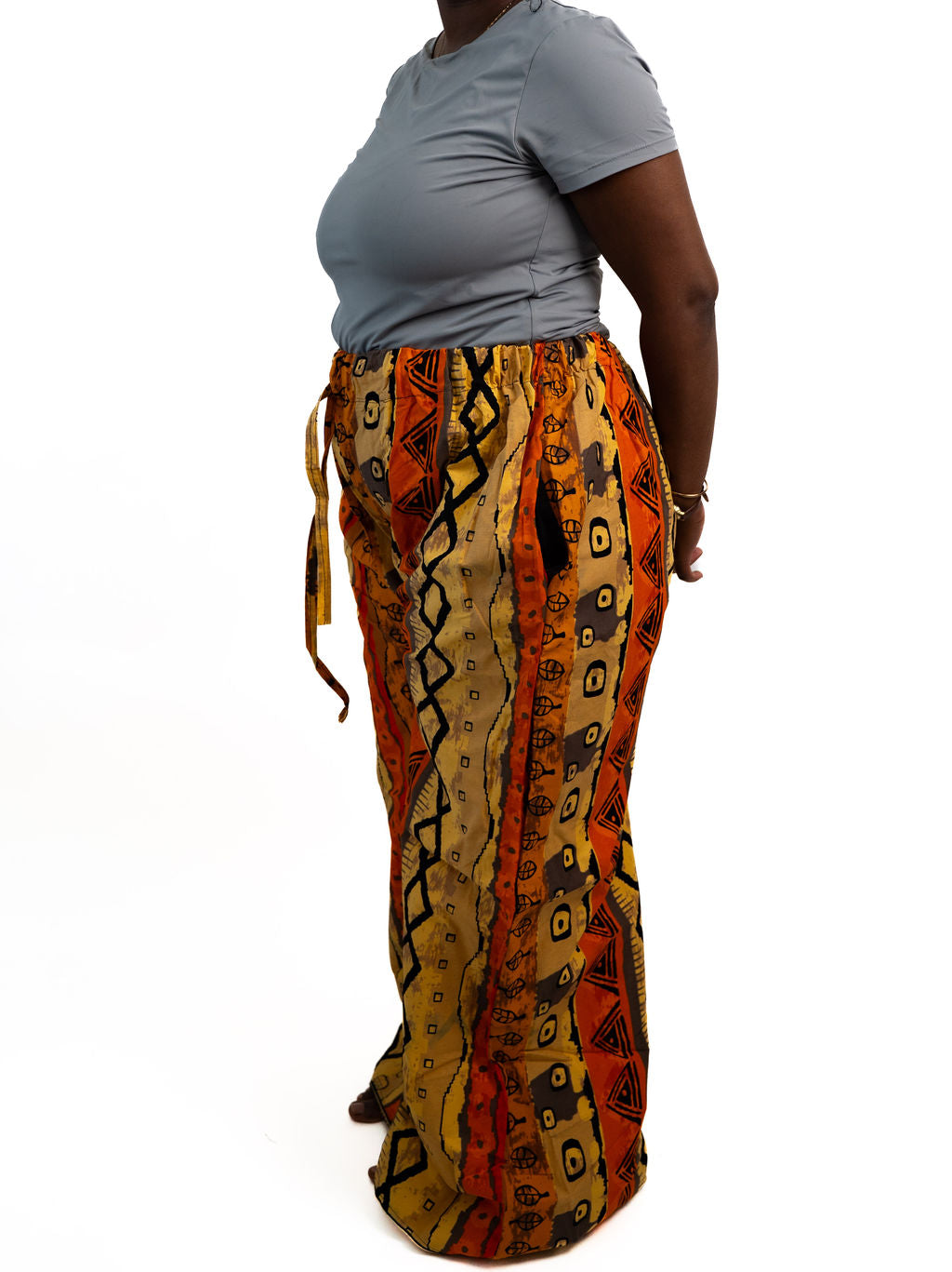 Orange Yellow Print Wide Leg Pants — product view 03