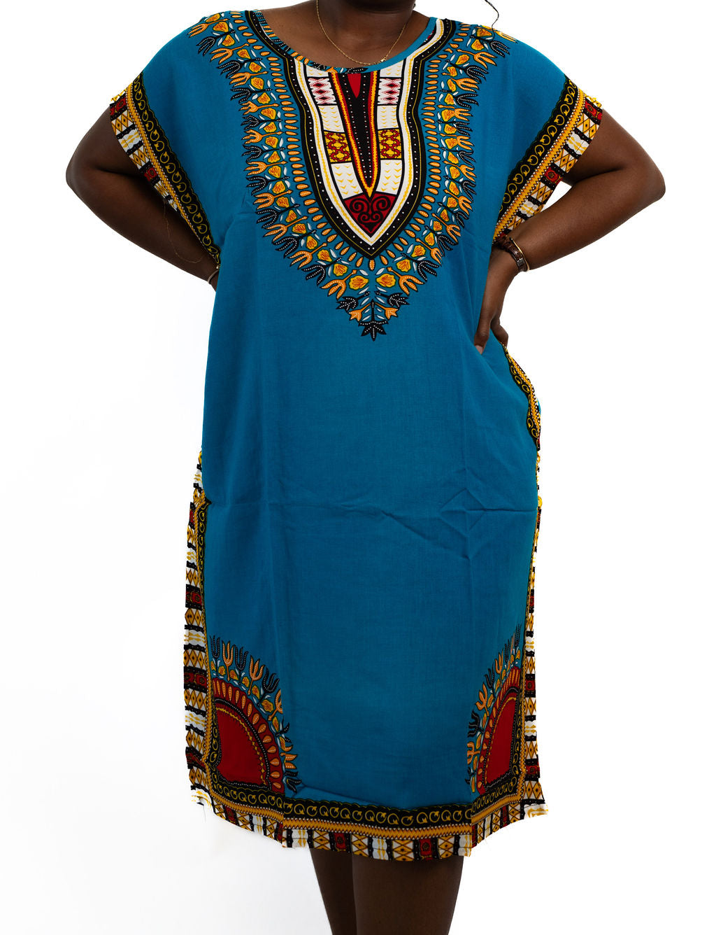 Teal Dashiki Dress — main view 01