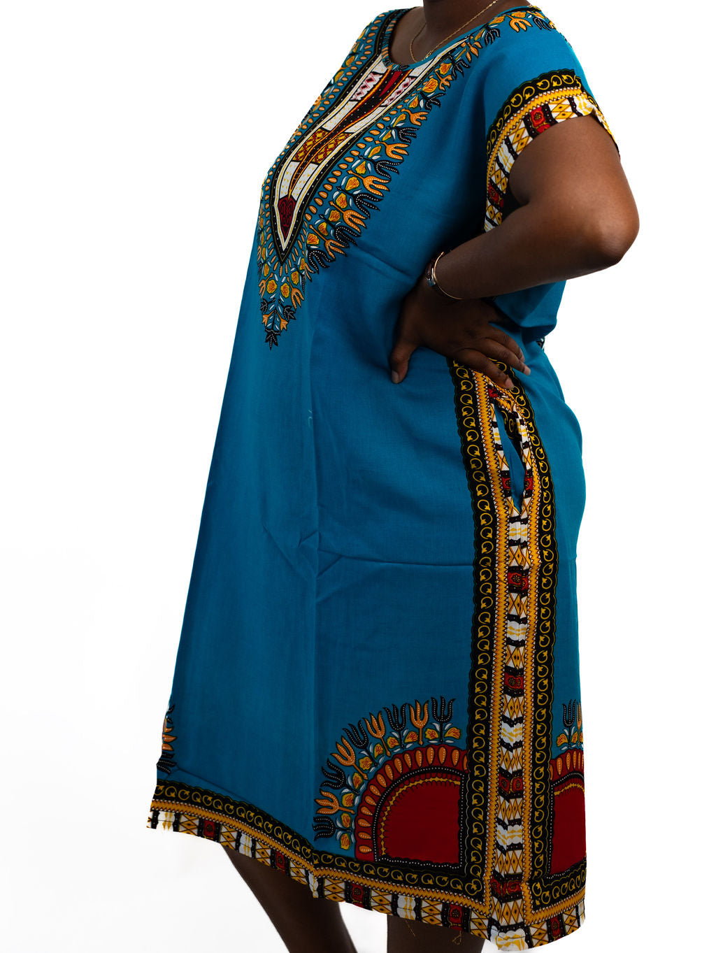 Teal Dashiki Dress — alternate view 02
