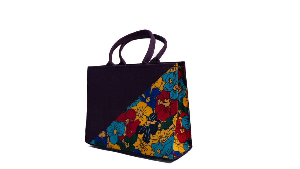 Purple Floral Panel Tote Bag — product view 06