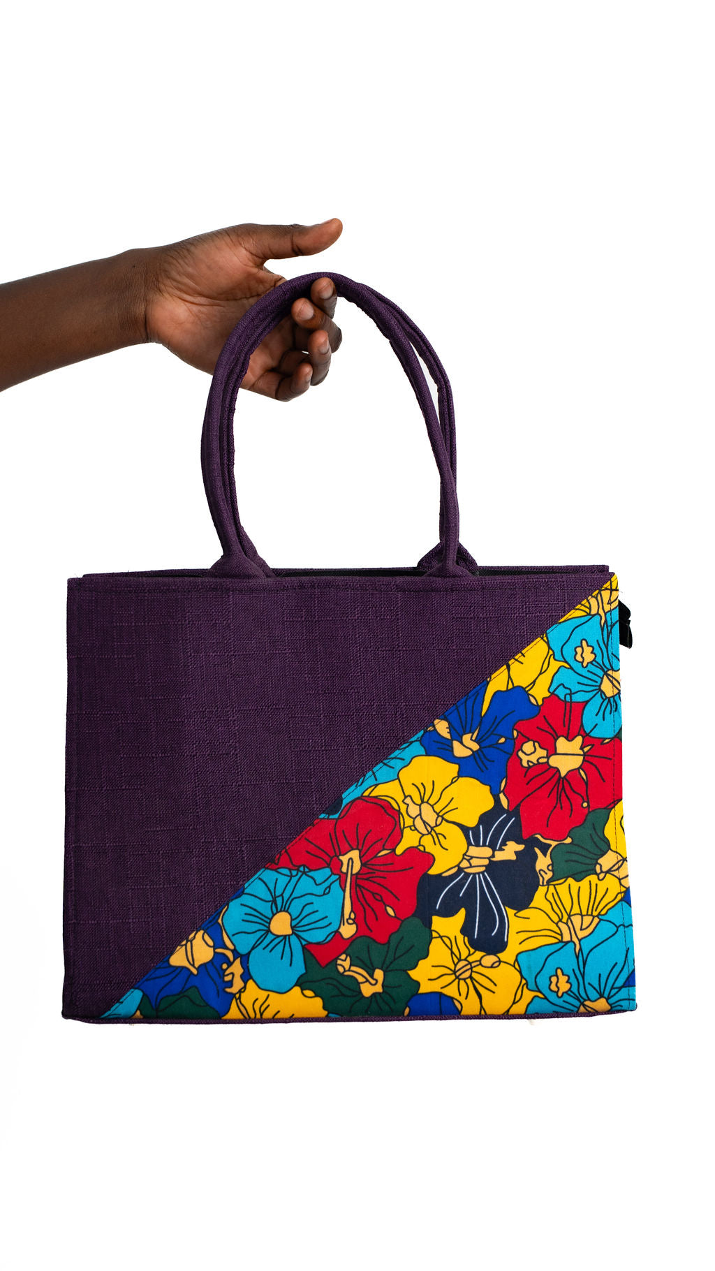Purple Floral Panel Tote Bag — product view 08