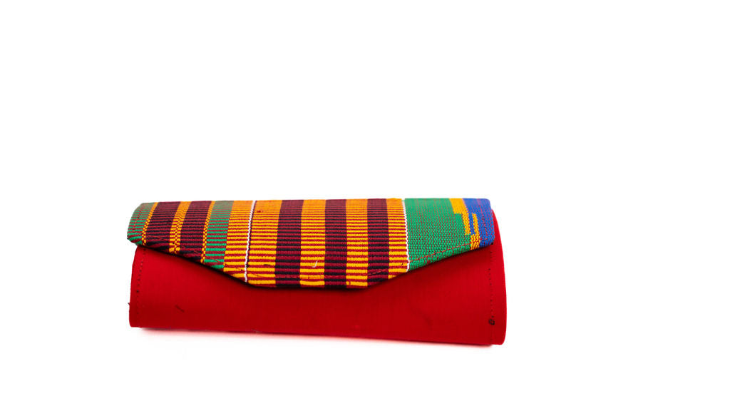 Red Kente Foldover Clutch — main view 01