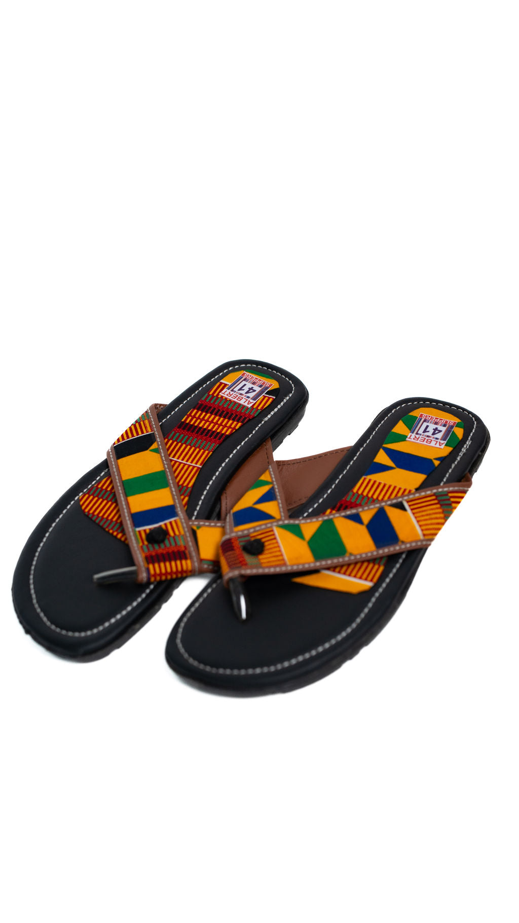 Black Kente Slide Sandals — main view 01