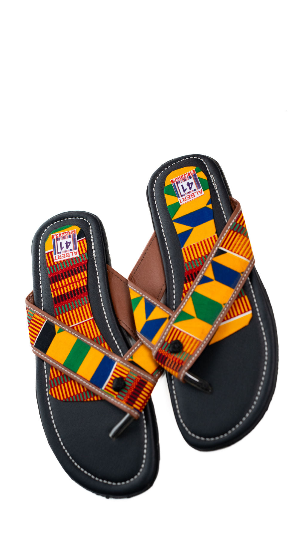 Black Kente Slide Sandals — product view 03