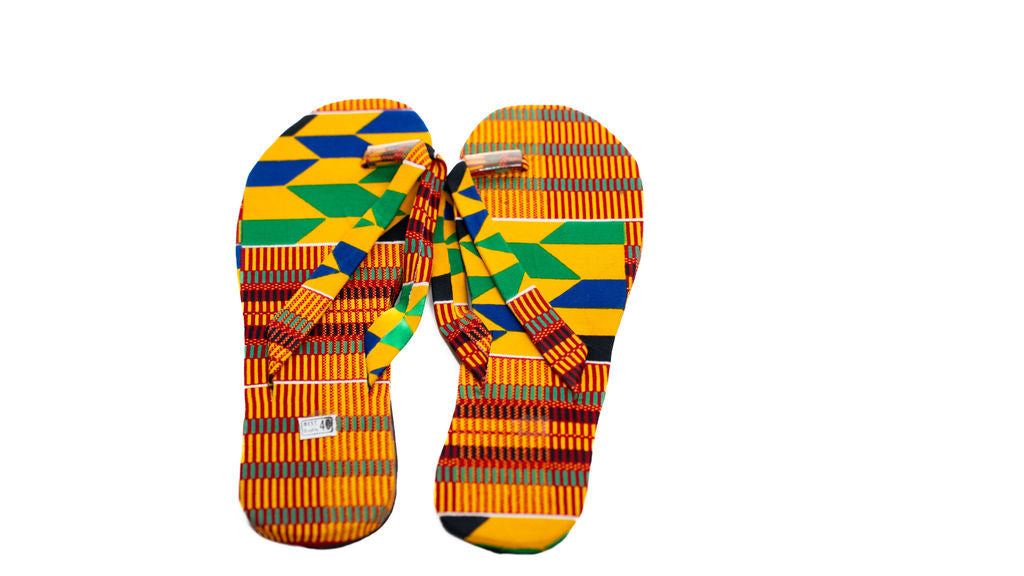 Orange Kente Flip Flops — main view 01