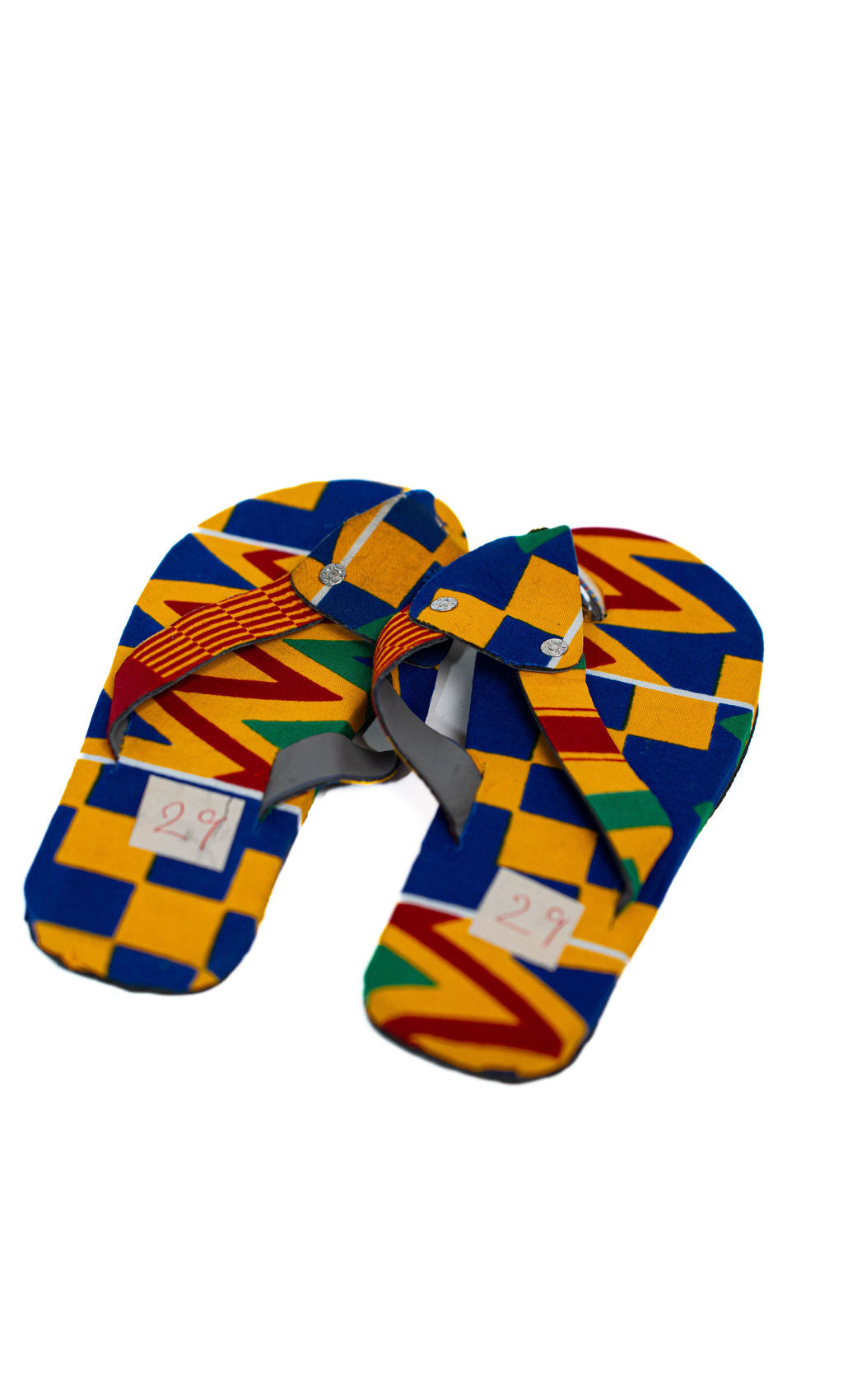Blue Yellow Kente Flip Flops — alternate view 02