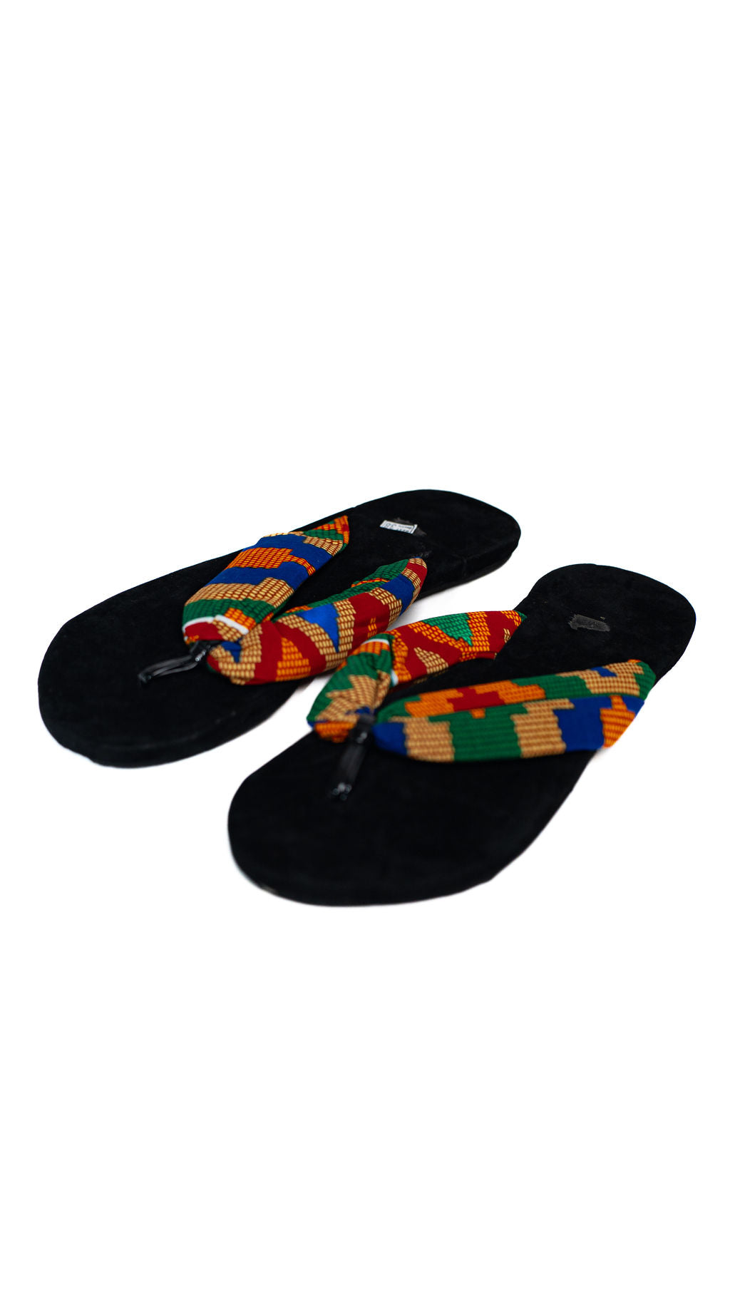 Black Multicolor Kente Flip Flops — alternate view 02