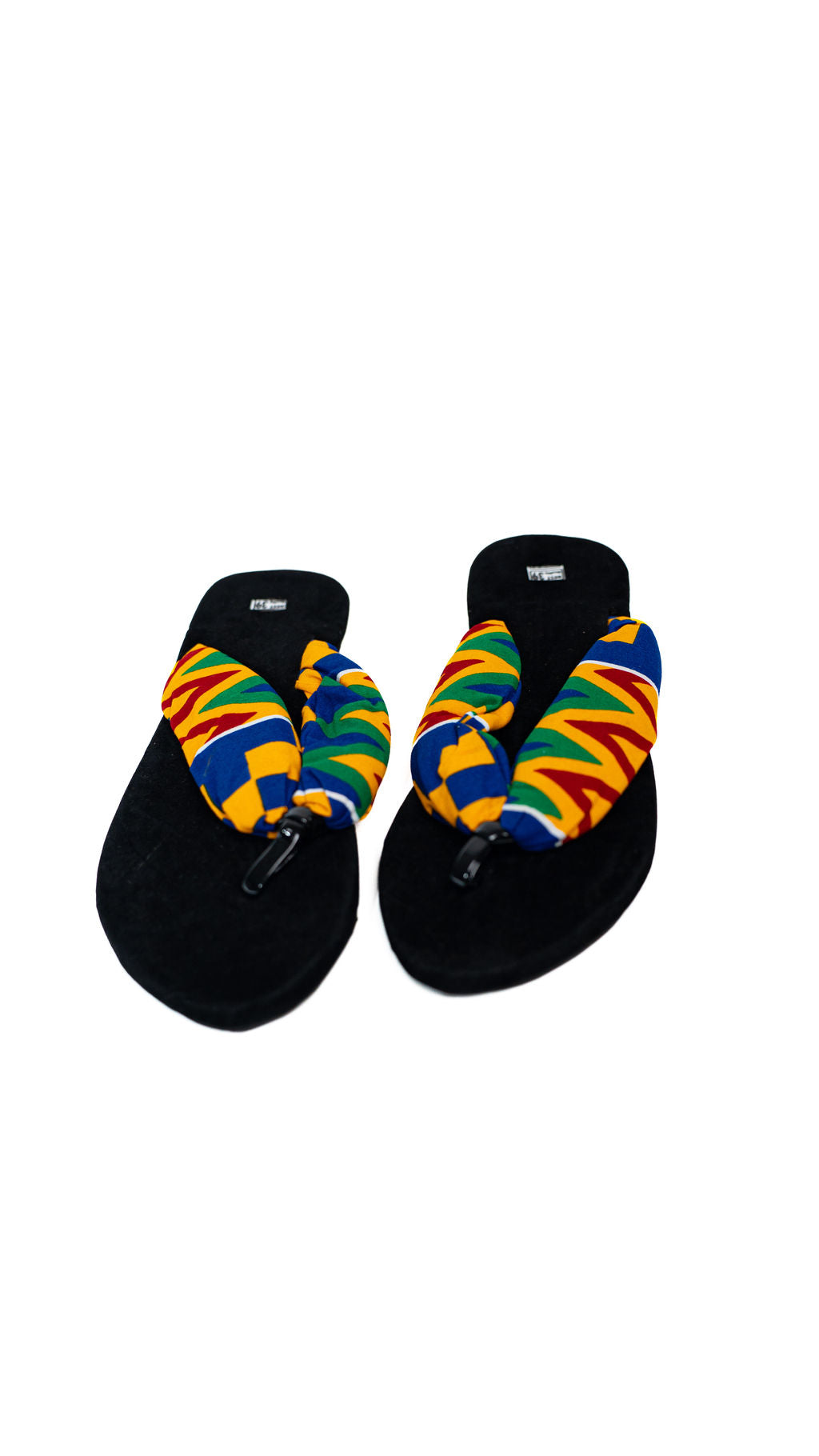 Black Multicolor Kente Flip Flops — product view 03