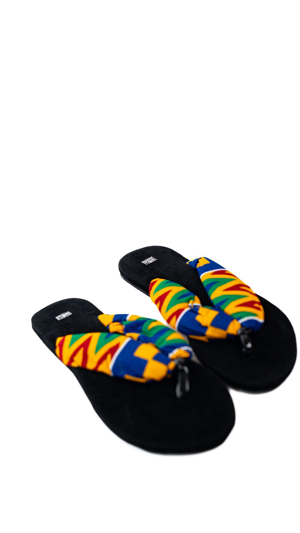 Black Multicolor Kente Flip Flops — product view 04