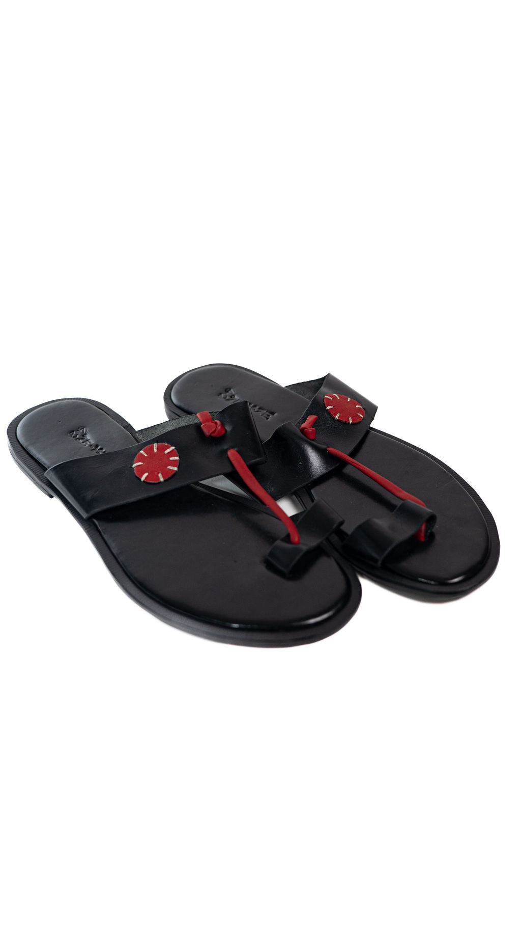 Black Red Emblem Sandals — main view 01