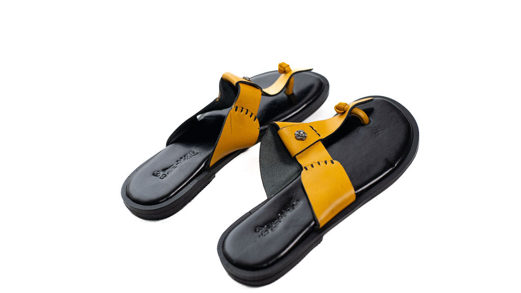 Black Yellow Toe Ring Sandals — product view 03