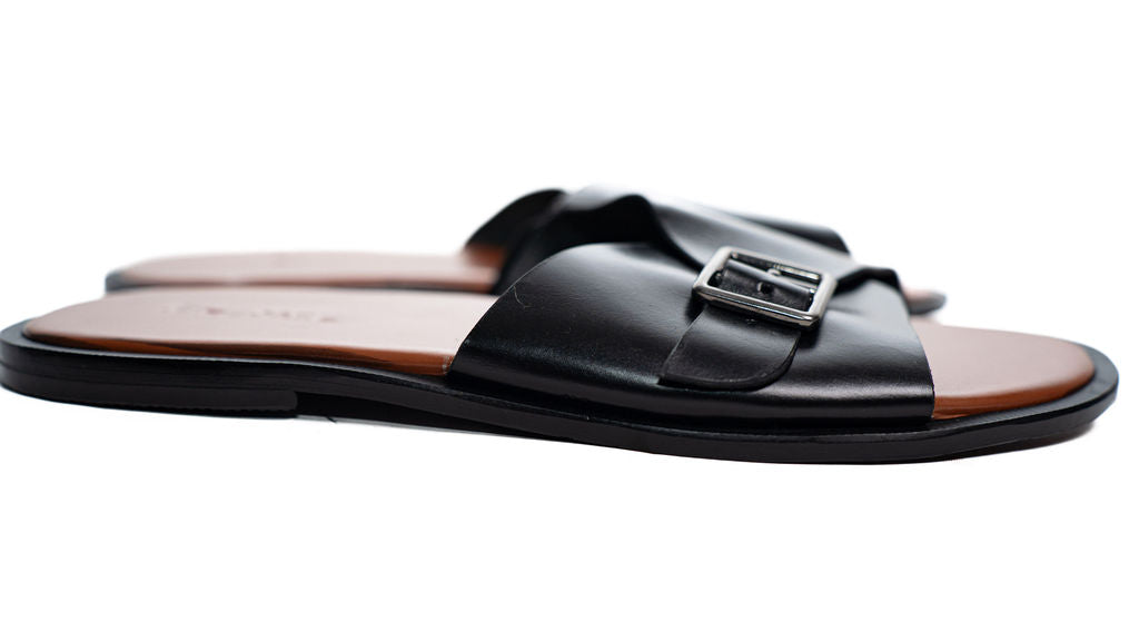 Black Gold Wide Strap Sandals — alternate view 02