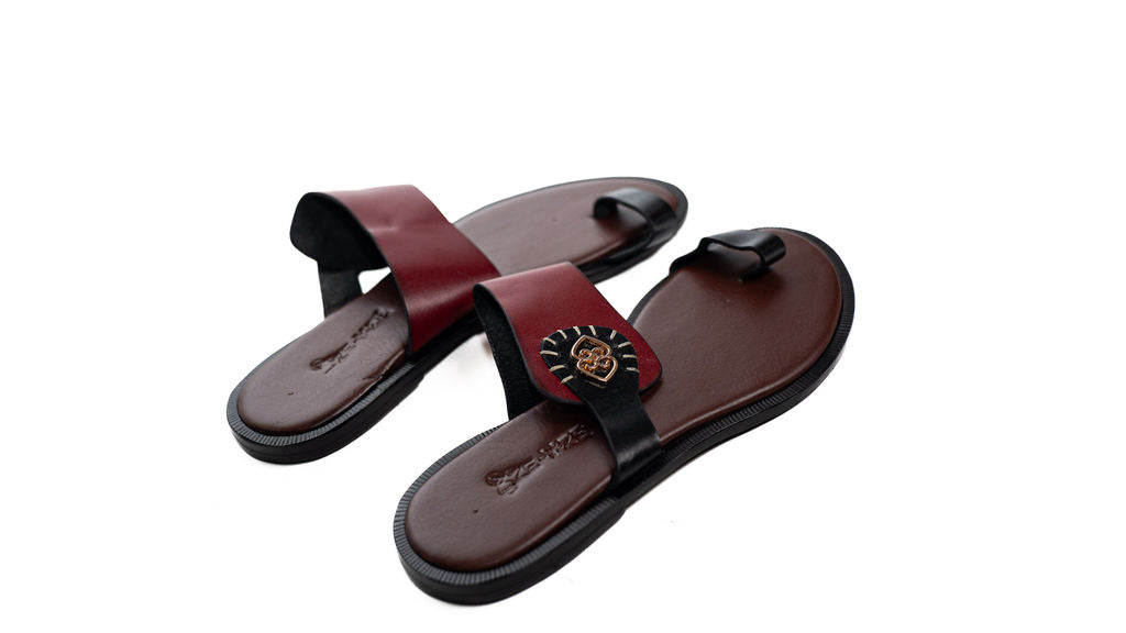 Burgundy Disc Sandals — main view 01