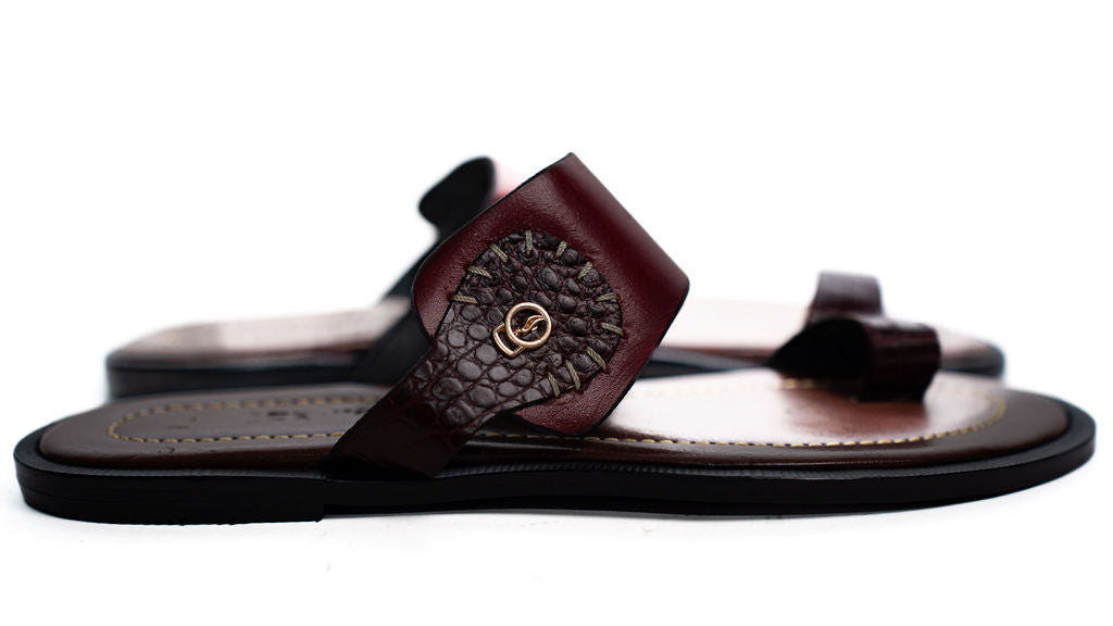 Burgundy Woven Strap Sandals — main view 01